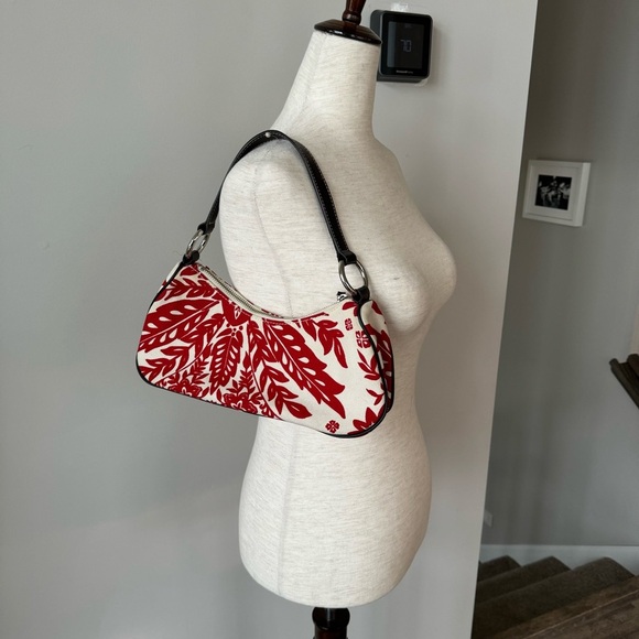 Banana Republic Moon Shaped Canvas Leaf Pattern Graphic Shoulder Bag - Small - Picture 3 of 12